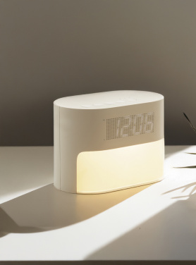Logo trade promotional product photo of: LumaRise RCS reycled plastic white noise alarm clock