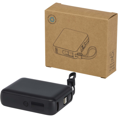 Logotrade promotional item image of: Acrux 10.000 mAh 35W tablet power bank with built in Type-C cable - made from recycled plastic