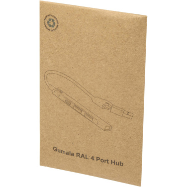 Logotrade promotional product image of: Alkaid 4-port recycled aluminium USB-A and Type-C hub with dual input