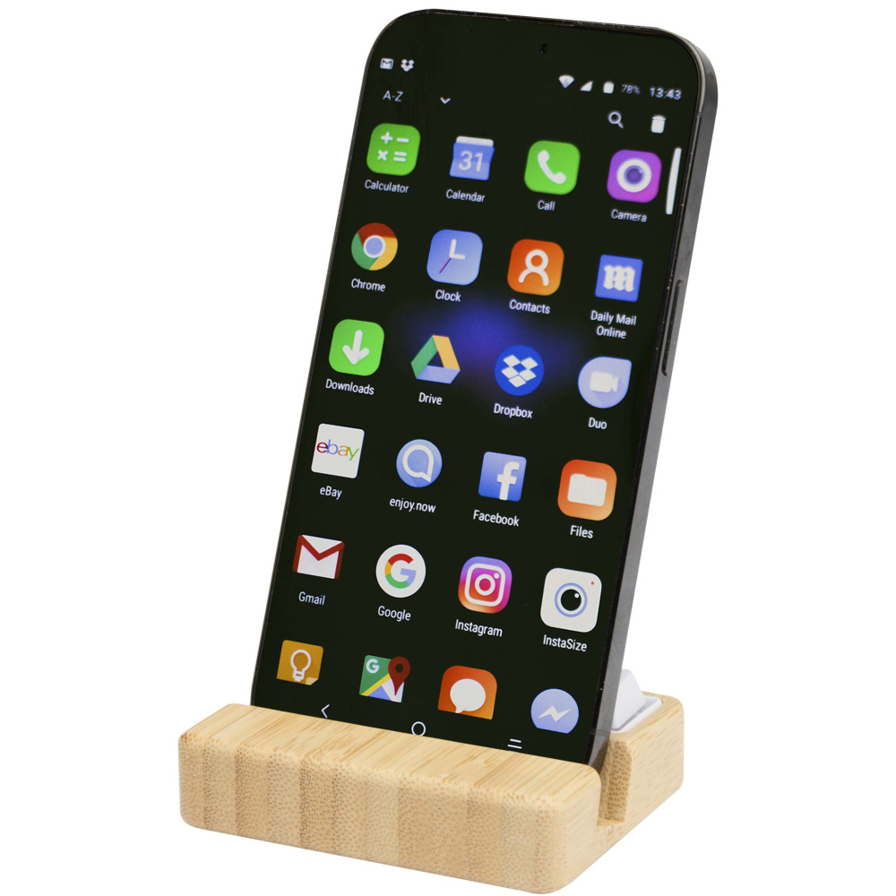 Logo trade advertising product photo of: Algol recycled plastic phone stand and fidget toy with bamboo details