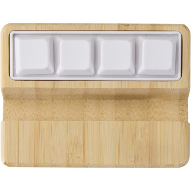 Logotrade promotional gift image of: Algol recycled plastic phone stand and fidget toy with bamboo details