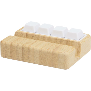 Logotrade promotional product image of: Algol recycled plastic phone stand and fidget toy with bamboo details