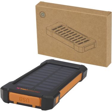 Logo trade promotional giveaways image of: Altair 5000 mAh 10W recycled plastic rugged solar power bank with built-in torch