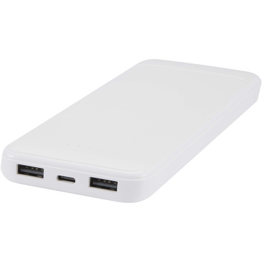 Logo trade promotional merchandise image of: Adhil 10.000 mAh 10W recycled plastic power bank with 2 built-in cables