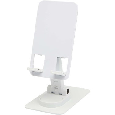 Logotrade promotional merchandise picture of: Alhena recycled plastic foldeable phone holder with metal desk stand