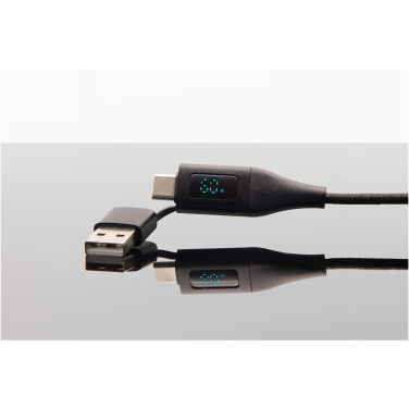 Logo trade promotional giveaways image of: SCX.design C51 60W 5-in-1 rPET fast charging cable with display