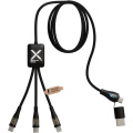 SCX.design C51 60W 5-in-1 rPET fast charging cable with display, Solid black