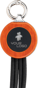 Logo trade promotional products image of: 4-in-1 cable with elighted logo in a wooden casing