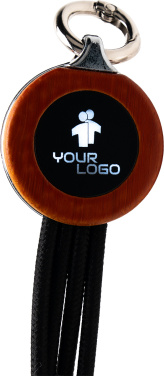 Logotrade business gift image of: 4-in-1 cable with elighted logo in a wooden casing