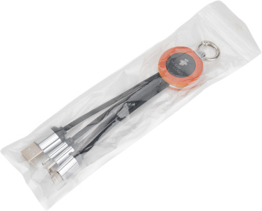 Logo trade advertising products picture of: 4-in-1 cable with elighted logo in a wooden casing