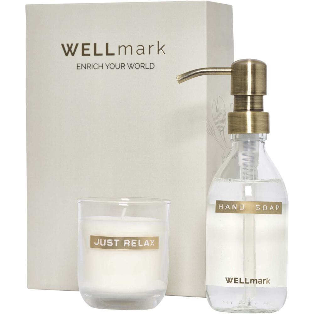 Logo trade promotional giveaway photo of: Wellmark Discovery 250 ml hand soap dispenser and 150 g scented candle set