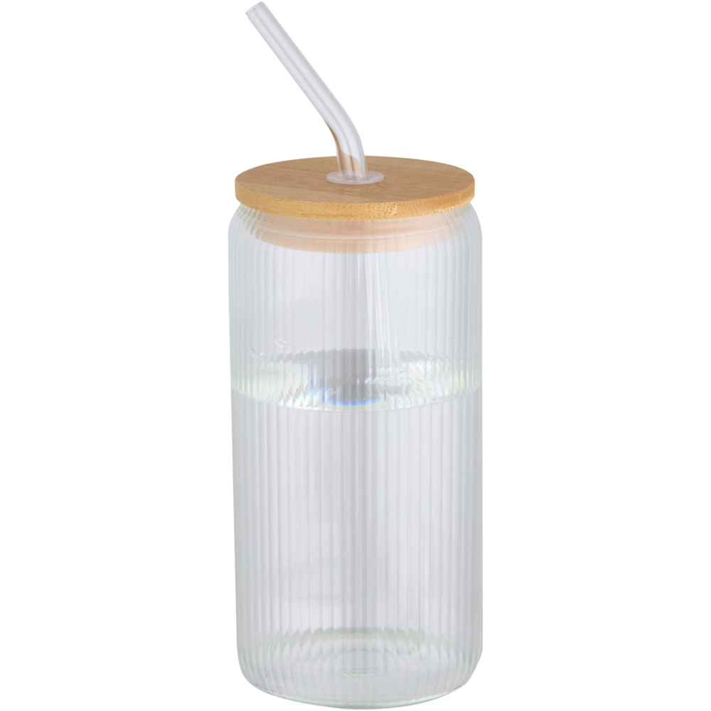 Logo trade promotional gifts picture of: Mirage 500 ml single-walled borosilicate glass jar with bamboo lid