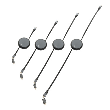 Logotrade promotional product image of: Terra RCS recycled aluminium retractable 240W 2-in-1 cable
