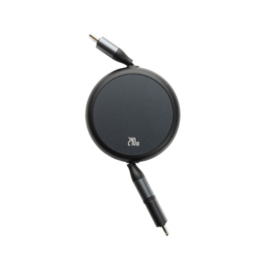 Logo trade promotional giveaway photo of: Terra RCS recycled aluminium retractable 240W 2-in-1 cable