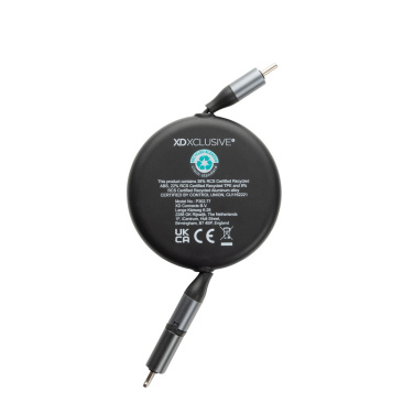 Logotrade corporate gift picture of: Terra RCS recycled aluminium retractable 240W 2-in-1 cable