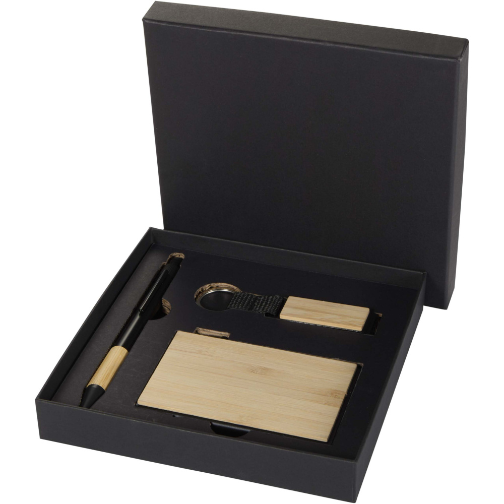 Logo trade promotional gift photo of: Minka RCS recycled aluminium ballpoint pen, keychain and RFID card holder gift set