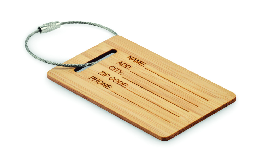 Logo trade promotional gifts image of: Bamboo luggage tag