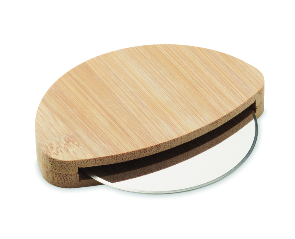 Logo trade promotional gifts image of: Round bamboo pizza cutter