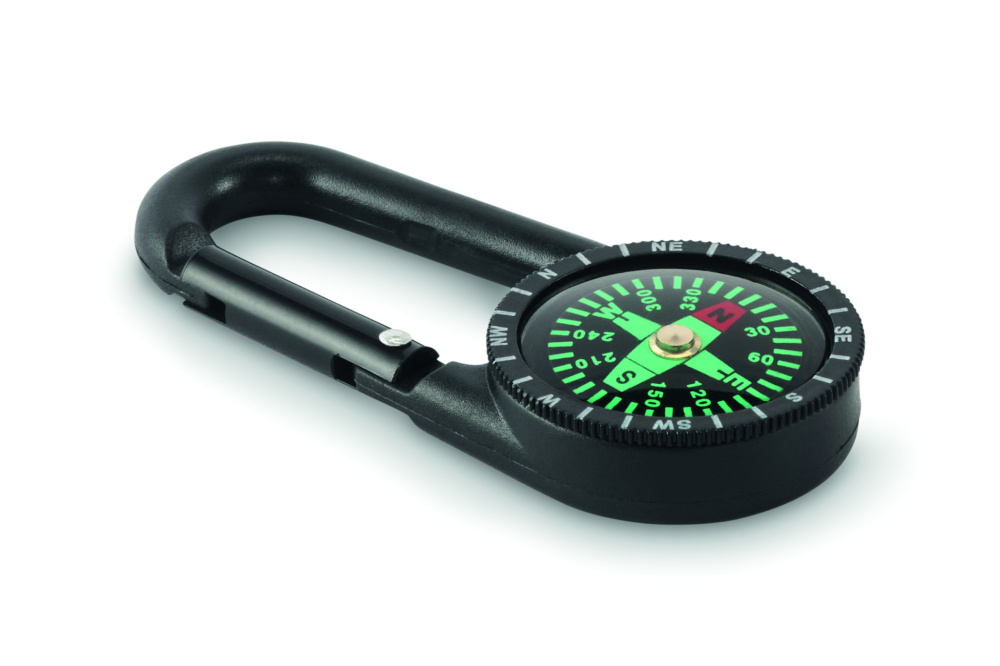 Logo trade promotional items image of: Outdoor compass with carabiner