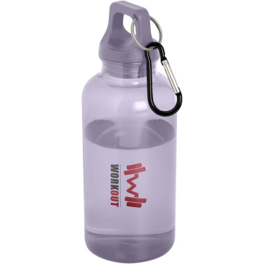 Logo trade advertising products image of: Oregon 400 ml RCS certified recycled plastic water bottle with carabiner