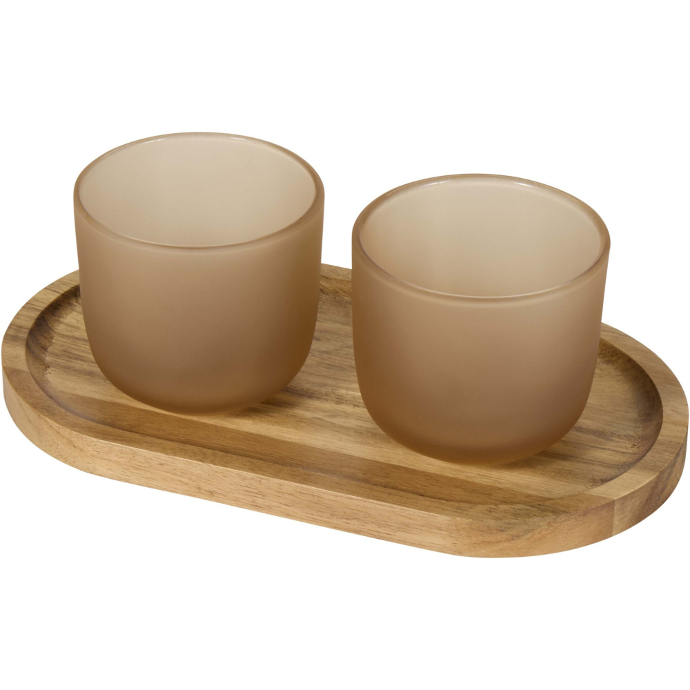 Logotrade promotional product picture of: Male wooden serving tray and glass cups set