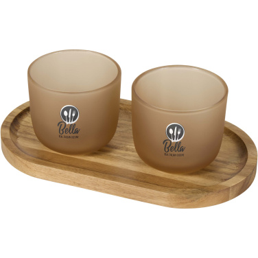 Logo trade corporate gifts picture of: Male wooden serving tray and glass cups set