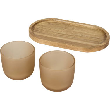 Logo trade business gift photo of: Male wooden serving tray and glass cups set
