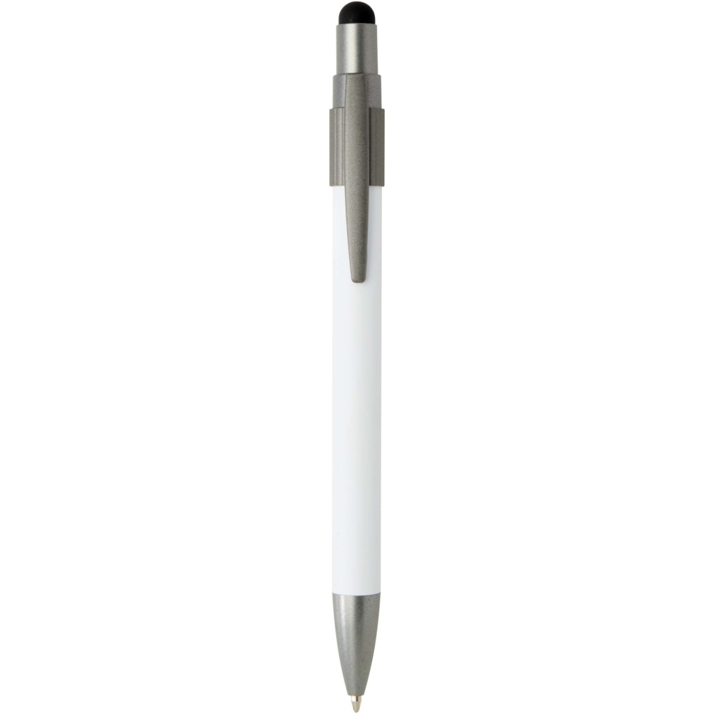 Logo trade business gift photo of: Rill RCS recycled ballpoint pen with stylus and fidget spinner (black ink)