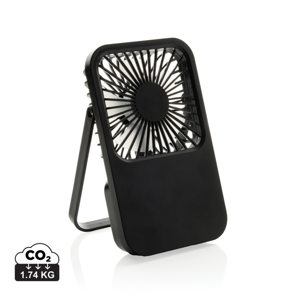 Logo trade promotional merchandise photo of: Aervina RCS recycled plastic re-chargeable desk fan