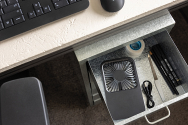 Logo trade business gift photo of: Aervina RCS recycled plastic re-chargeable desk fan