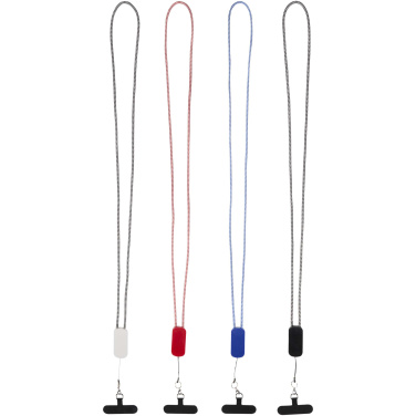 Logotrade promotional merchandise picture of: Anser recycled plastic smartphone lanyard with 27W 5-in-1 built-in cable