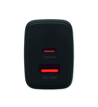 Logotrade promotional gifts photo of: EU 2-pole wall adapter/charger