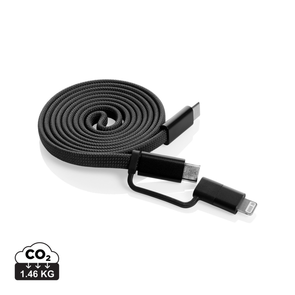 Logo trade promotional merchandise picture of: Arc RCS recycled Ultra-thin 60W 2 in 1 magnetic cable