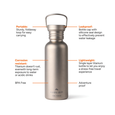 Logotrade advertising product image of: Nordic Drift Trail Ultra Light Titanium 600ml Water Bottle