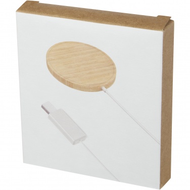 Logo trade firmakingituse pilt: Atra 10W bambusest magnetiline juhtmevaba laadimisalus