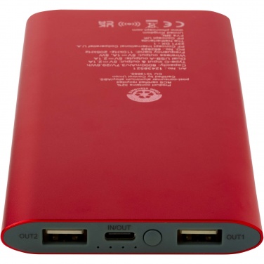 Logo trade reklaamtoote pilt: Juice 8000 mAh Type-C taaskasutatud alumiiniumist juhtmevaba toitepank