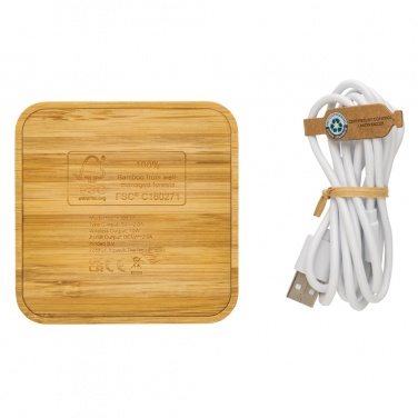 Logotrade ärikingid pilt: Bambusest 10 W juhtmevaba laadija USB-ga