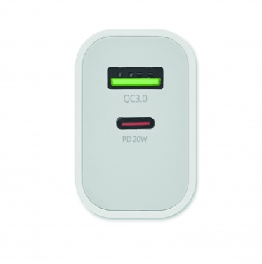 Logotrade reklaamkingituse foto: 18W 2 pordiga USB laadija EU pistik