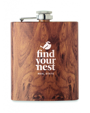 Logotrade ärikingituse foto: Puiduimitatsiooniga plasku 190 ml