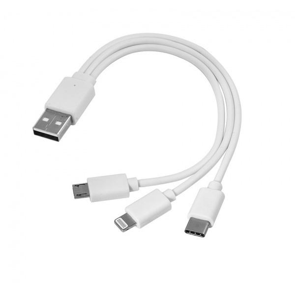 Logo trade reklaamkingi pilt: 3-ühes USB-kaabel c-tüüpi + mikro-USB + välk