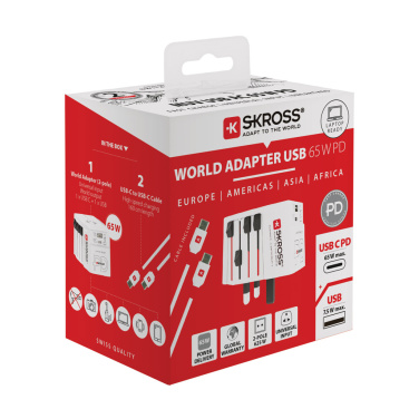 Logo trade reklaamkingitused foto: SKROSS World Travel Adapter MUV 65W PD USB C kaabliga