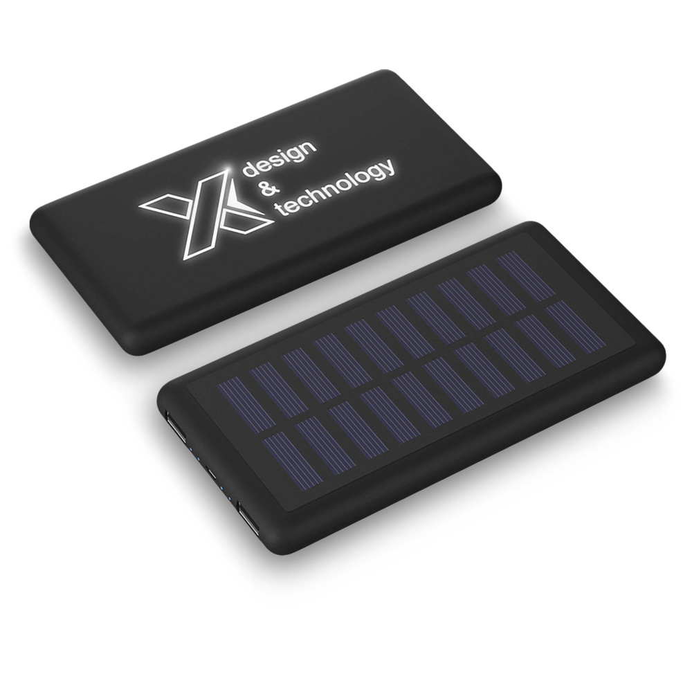 Logotrade reklaamkingituse foto: SCX.design P30 8000 mAh valgustusega päikesepatareiga akupank