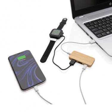 Logo trade mainostuotet tuotekuva: Bambuinen USB tyypin C hub