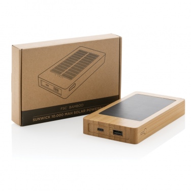 Logo trade liikelahjat tuotekuva: Sunwick 10.000 mAh bambuinen aurinkovoimapankki