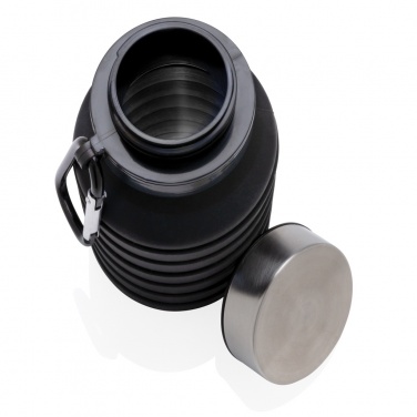 Logotrade mainoslahja tuotekuva: Vuodonkestävä taitettava silikonipullo kannella