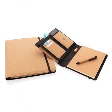 Logotrade mainoslahja ja liikelahja kuva: Deluxe korkki portfolio A4 kynällä