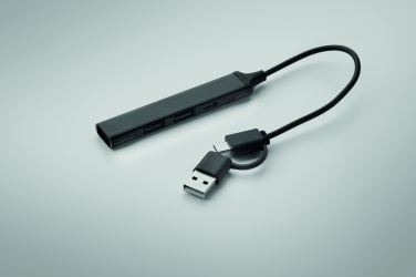 Logo trade mainoslahja ja liikelahja tuotekuva: USB 4 portin keskitin 19 cm