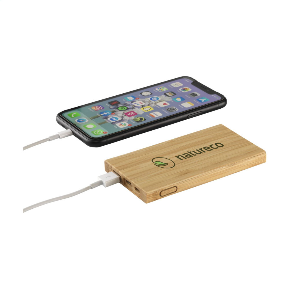 Logo trade mainoslahja kuva: Bamboo 4000 Powerbank ulkoinen laturi