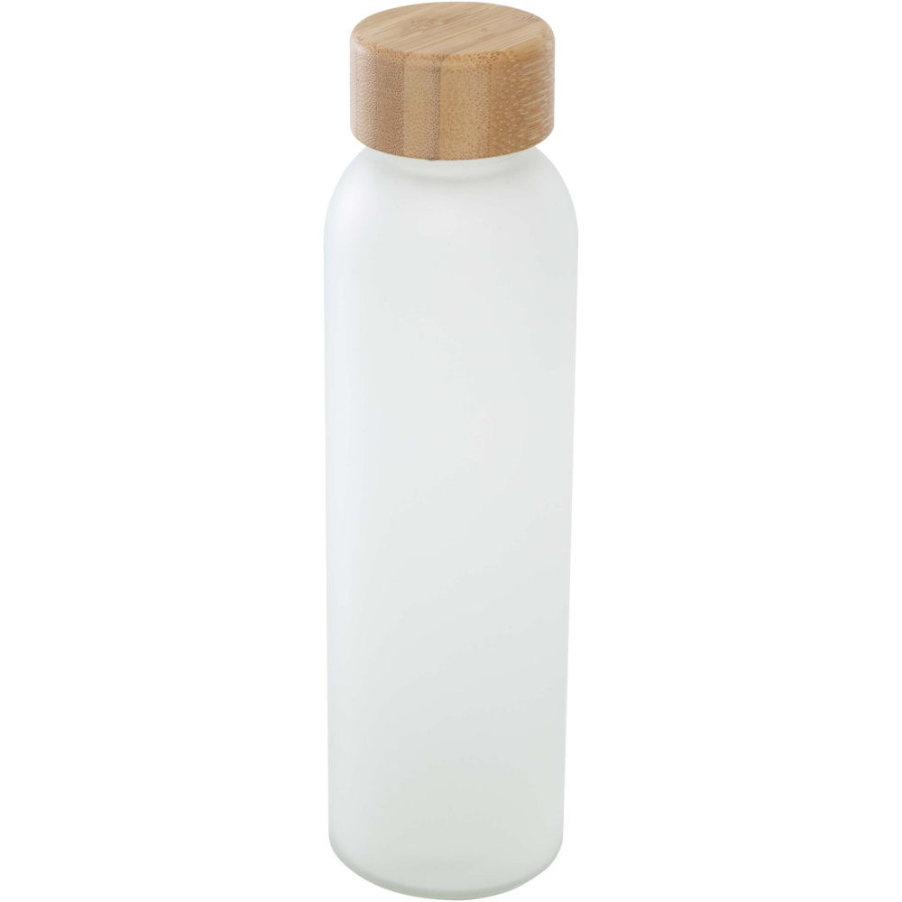 Logo trade mainoslahjat tuotekuva: Lume 500 ml:n himmeä natronkalkkilasipullo, jossa on bambukansi