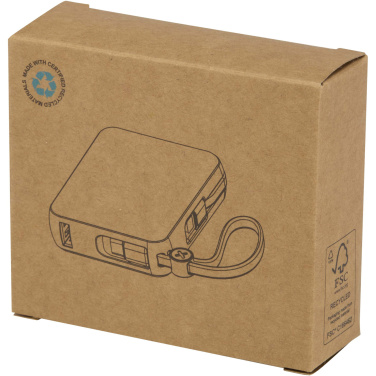 Logo trade liikelahja mainoslahja tuotekuva: Acrux 10 000 mAh:n ja 35 W:n tablettivirtalähde, jossa sisäänrakennettu Type-C-kaapeli – valmistettu kierrätetystä muovista